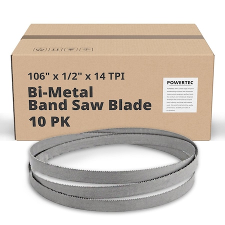 Powertec 105 in L, 1/2 in W, 14 TPI, Bi-Metal, 0.025 in Thick, 10 PK 13390-P10